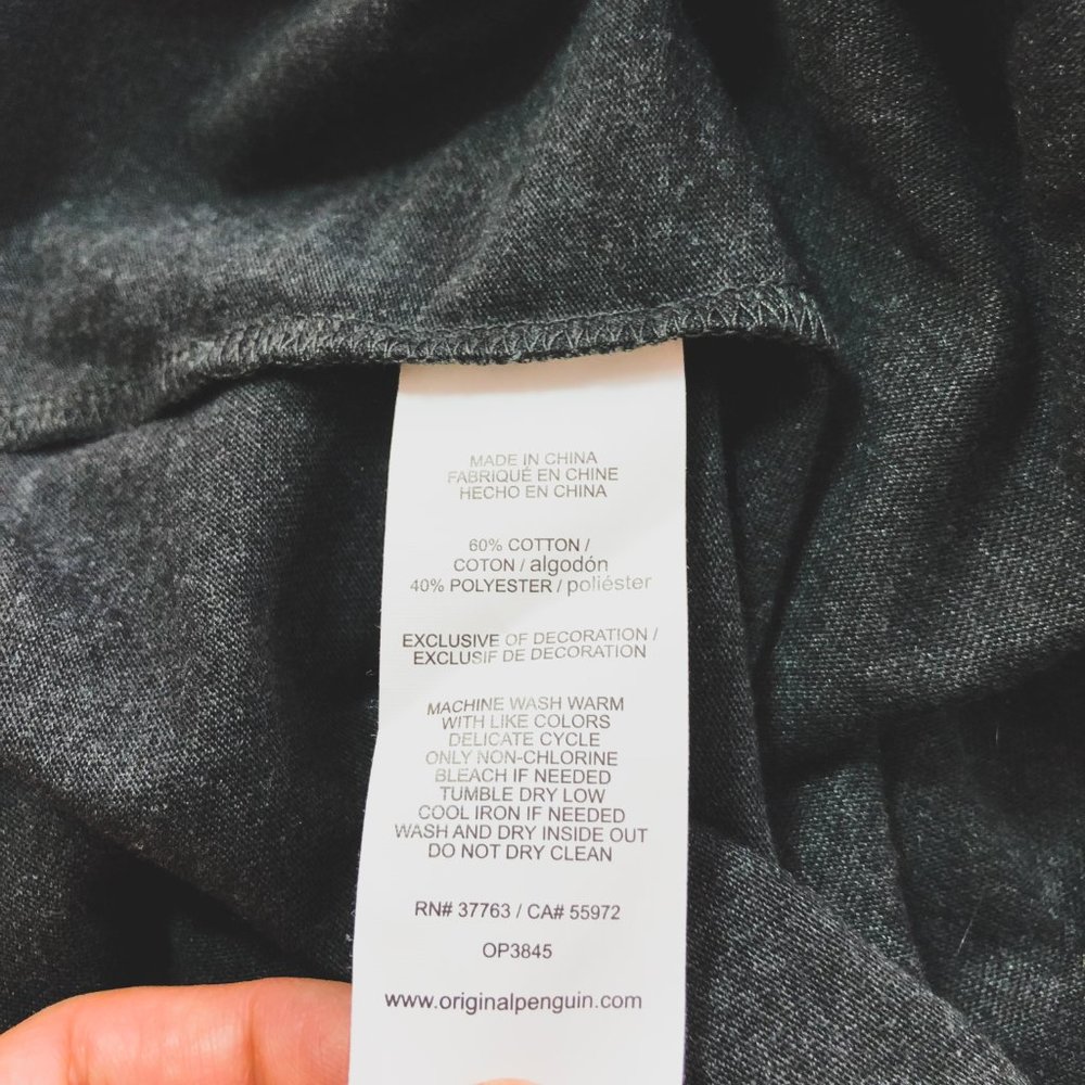 Original Penguin Grey Black Stripe Raglan Shirt S - Picture 8 of 8